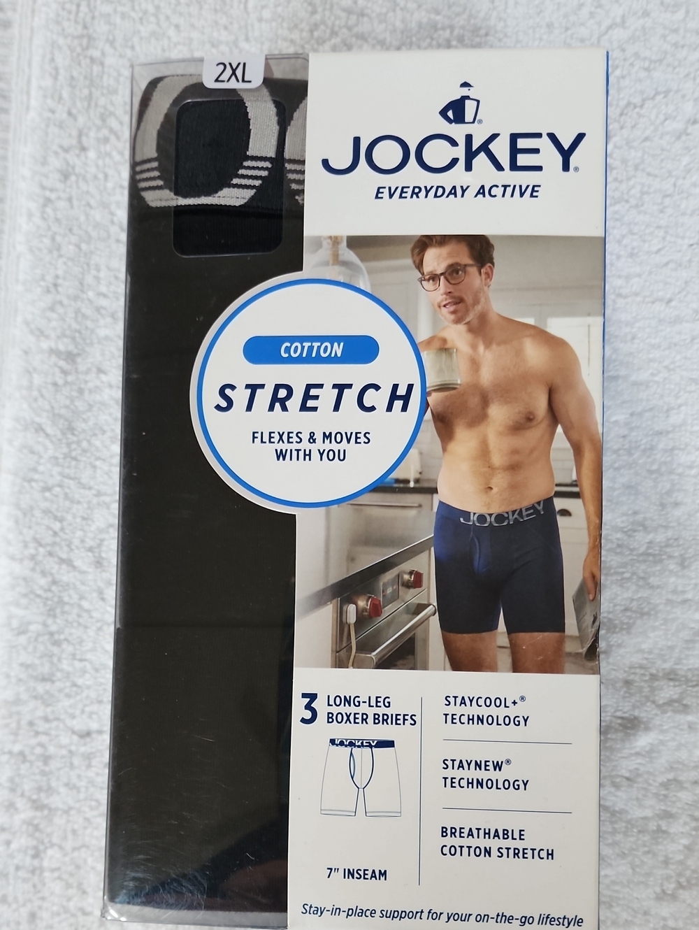 Jockey Men's Everyday Active Long-Leg Cotton Stretch Boxer Briefs Size 2XL New